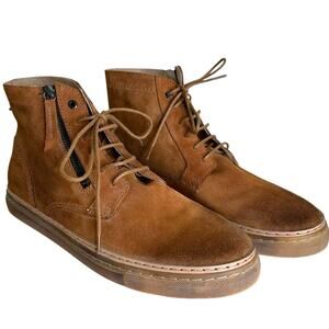 Diesel D Blaast Mid Boots Mens Size 43 US Size 10 Brown Suede Side Zip Detail